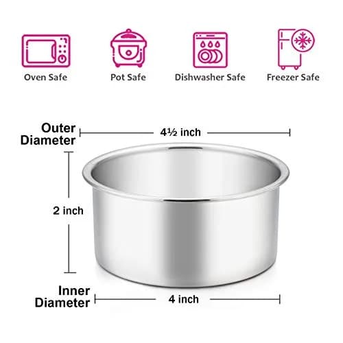 E-far 4 Inch Stainless Steel Mini Round Cake Pans Set of 6 | Healthy Baking for Smash Cakes & Desserts thumbnail 2