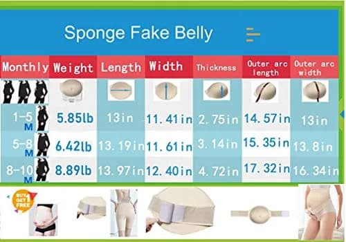 BIMEI Fake Pregnant Belly Pad 1-5 Months (Black) | Realistic Sponge Prop for Stage & Screen thumbnail 6