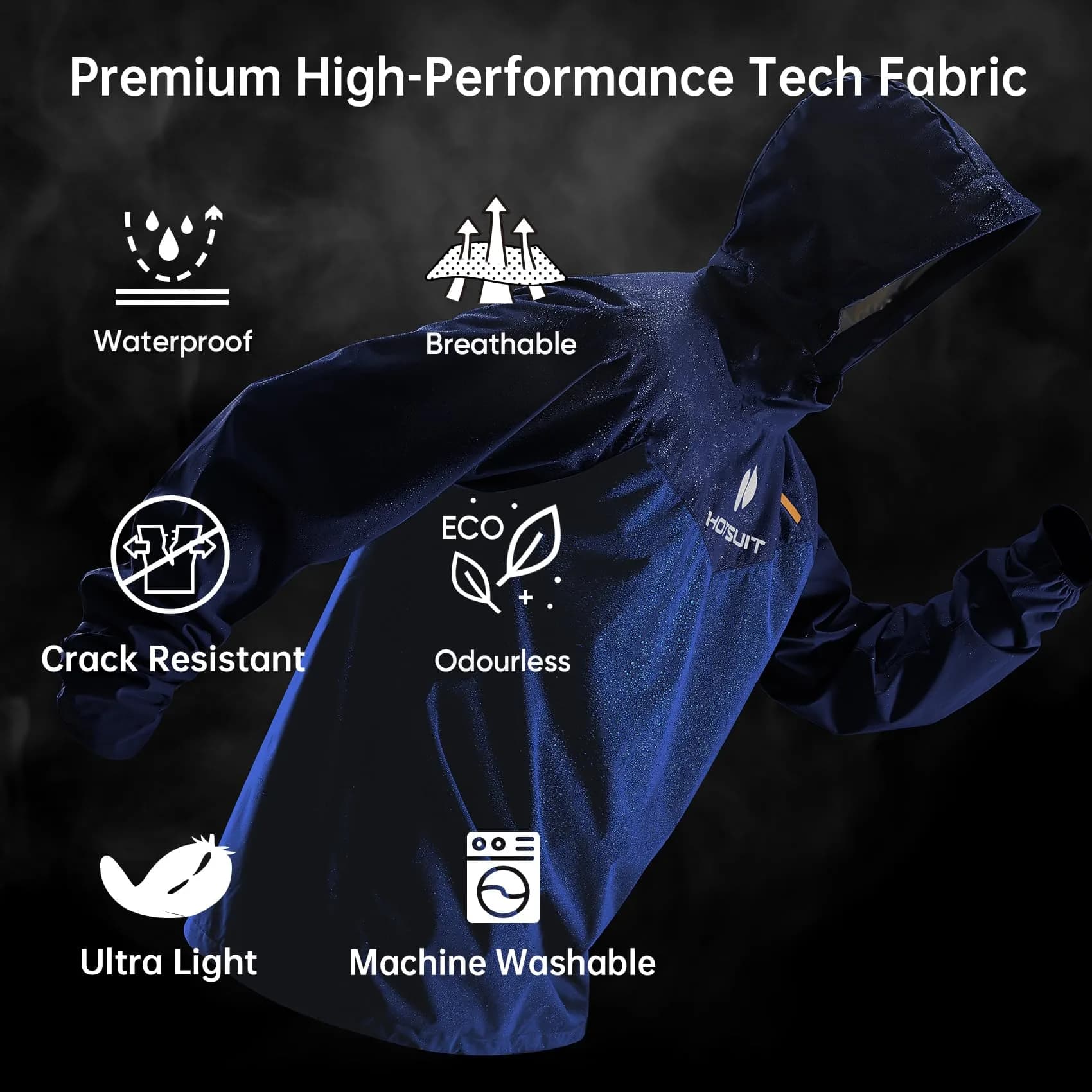 HOTSUIT Navy Blue Sauna Suit for Men - Small | Sweat 5x More Workout Jacket & Pants - view 4