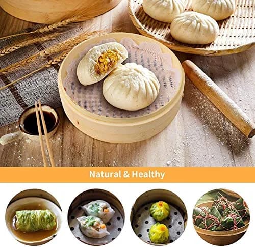 Sorfity Handmade Bamboo Steam Basket 10 Inch | 2-Tier Chinese Food Steamer for Dumplings Vegetables & Rice thumbnail 6
