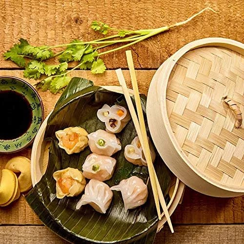 Sorfity Handmade Bamboo Steam Basket 10 Inch | 2-Tier Chinese Food Steamer for Dumplings Vegetables & Rice thumbnail 2