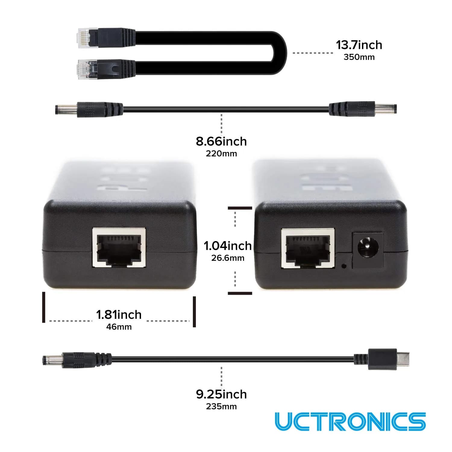 UCTRONICS PoE Splitter 5V 4A Barrel Jack/USB-C | IEEE 802.3at Compliant for Raspberry Pi 4 & Jetson Nano - view 2