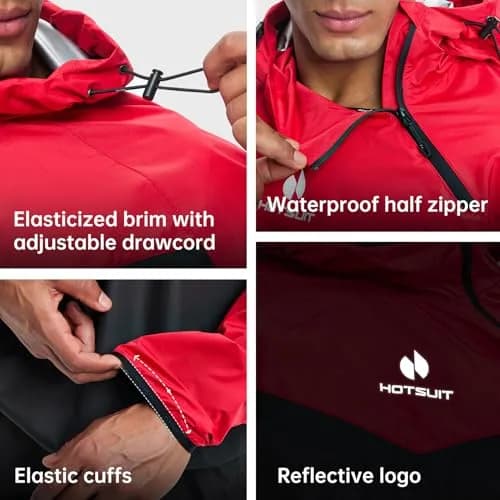 HOTSUIT Men & Women Sauna Suit Jacket & Pants Red S | Sweat-Inducing Workout Gear thumbnail 5