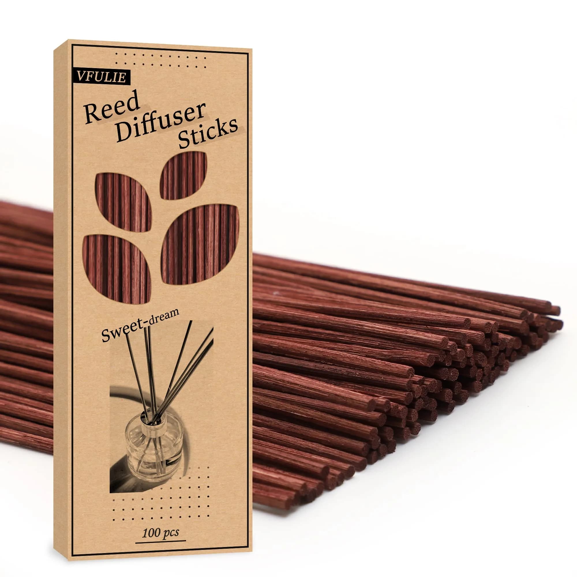 VFULIE 100PCS Reed Diffuser Sticks 10 inches (25.4 cm) | Natural Rattan for Aroma Diffusion