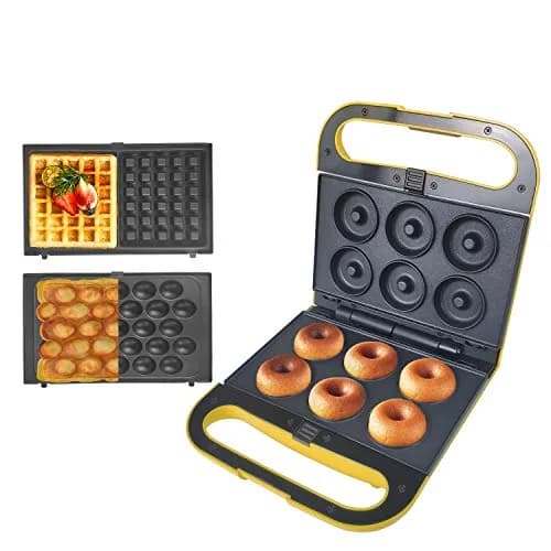 Health and Home 3 Interchangeable Baking Plates for Doughnut & Waffle Maker | Non-Stick, 1200W, Easy Clean, Compact Storage thumbnail 1