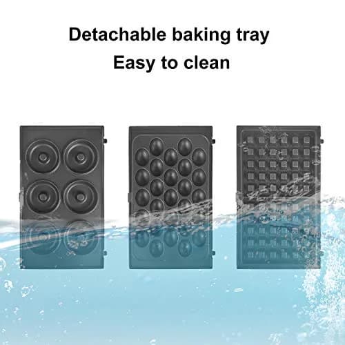 Health and Home 3 Interchangeable Baking Plates for Doughnut & Waffle Maker | Non-Stick, 1200W, Easy Clean, Compact Storage thumbnail 8