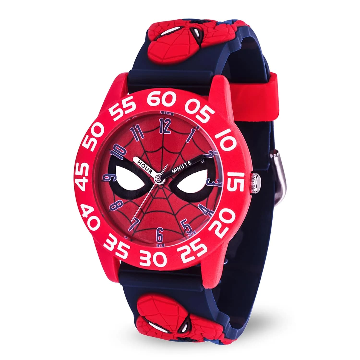 Marvel Spider-Man Kids Watch – Red Plastic Strap & 30M Water Resistance (32mm Dial, Official Licensed Toy) — Spider Man Plastic Watches 3 - Red Case / Black Nylon Strap