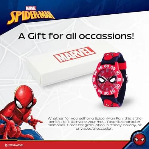 Marvel Spider-Man Kids Watch – Red Plastic Strap & 30M Water Resistance (32mm Dial, Official Licensed Toy) thumbnail 6
