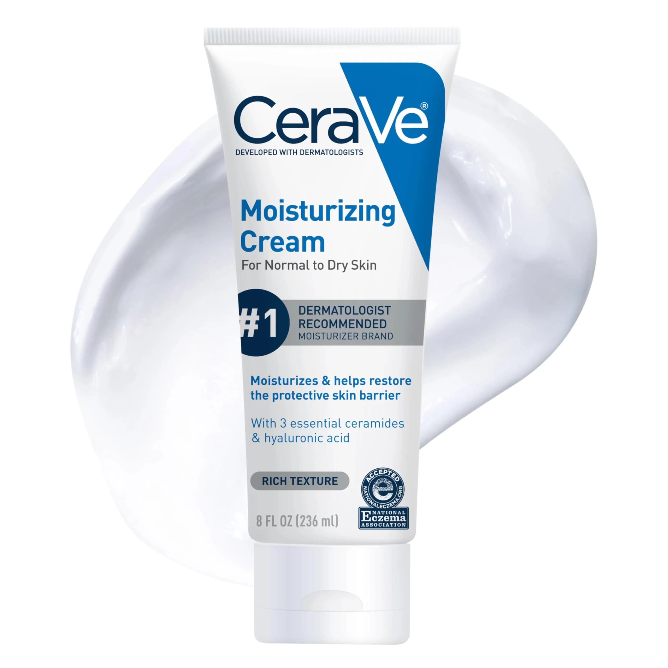 CeraVe Moisturizing Cream Face Body Moisturizer Normal to Dry Skin 235ml (8 Fl Oz) | Hydration Barrier Repair - main product image