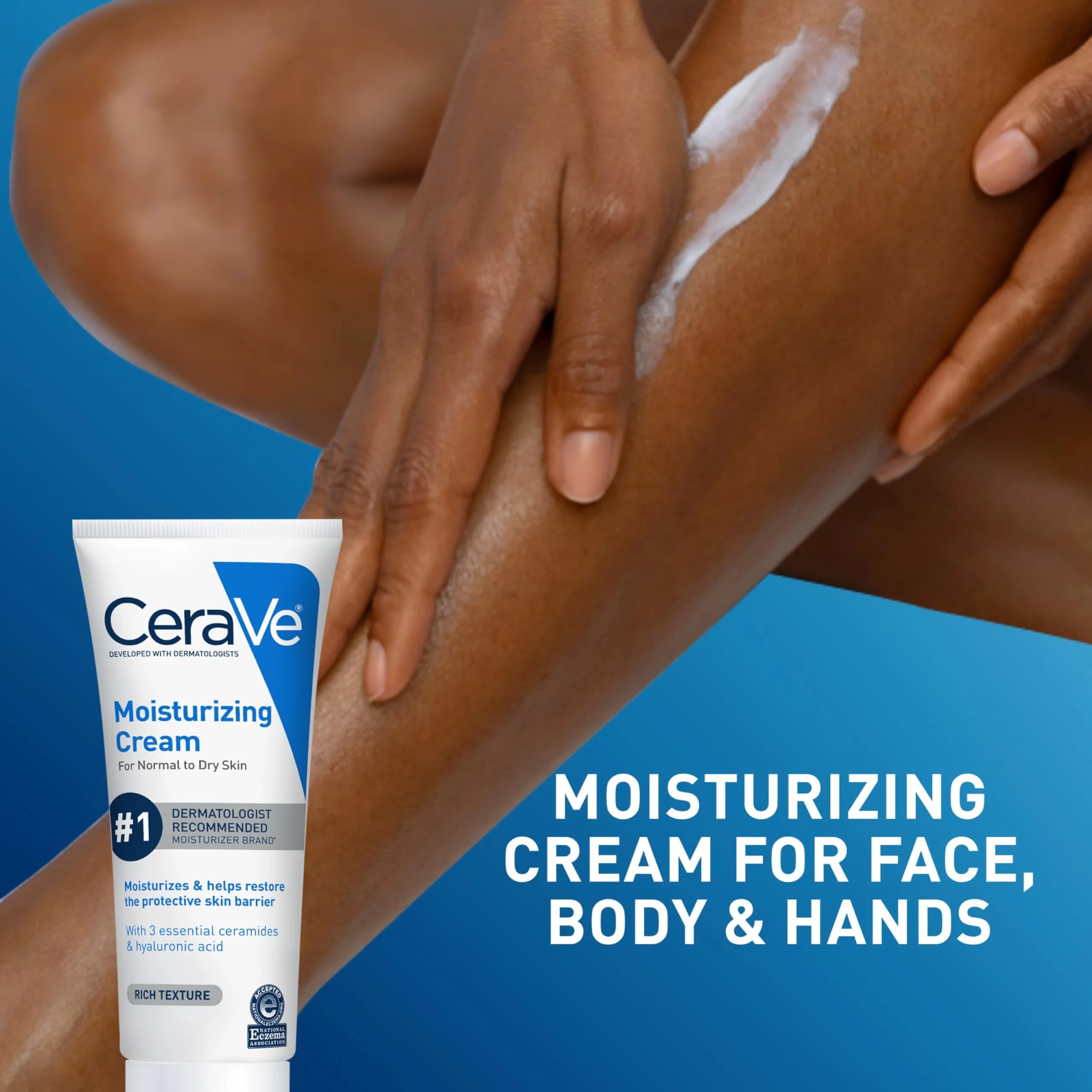 CeraVe Moisturizing Cream Face Body Moisturizer Normal to Dry Skin 235ml (8 Fl Oz) | Hydration Barrier Repair - view 4