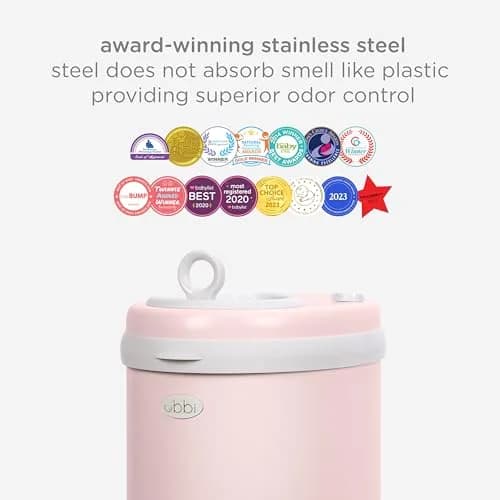Ubbi Stainless Steel Diaper Pail Blush Pink | Odor-Locking, No Special Bags, Award-Winning (70-120 chars) thumbnail 5