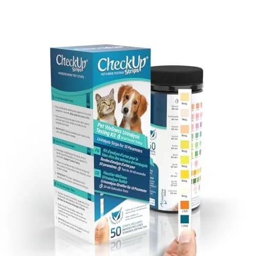 KIT4CAT CheckUp Urine Test Strips for Cats & Dogs, 50 Count | 10 Parameters for Pet Health Monitoring thumbnail 1