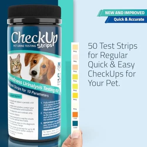KIT4CAT CheckUp Urine Test Strips for Cats & Dogs, 50 Count | 10 Parameters for Pet Health Monitoring thumbnail 2