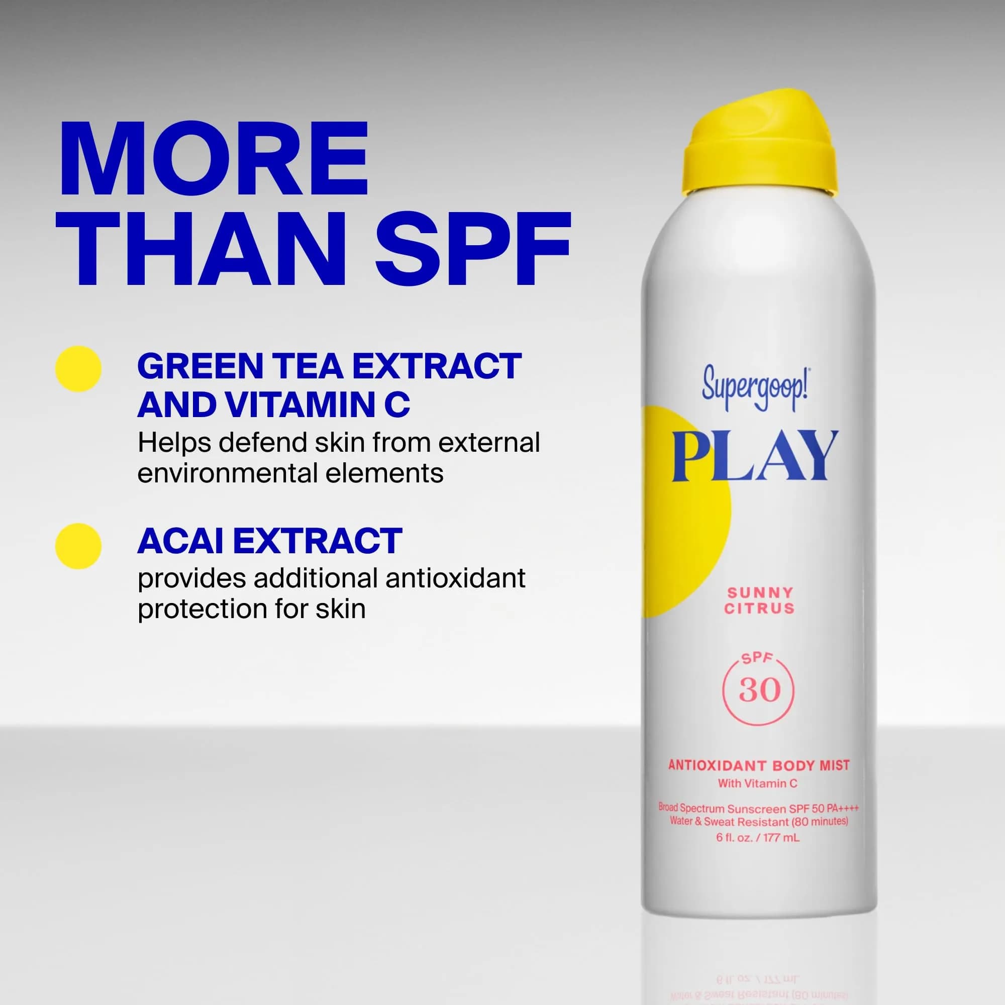 Supergoop! PLAY Antioxidant Body Mist SPF 50 PA++++ in Sunny Citrus - Broad Spectrum Sunscreen Spray (6 Fl Oz) - view 7