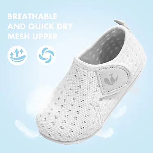 FEETCITY Water Shoes White 12-18 Months | Quick Dry, Non-Slip, Breathable Infant Aqua Socks thumbnail 6