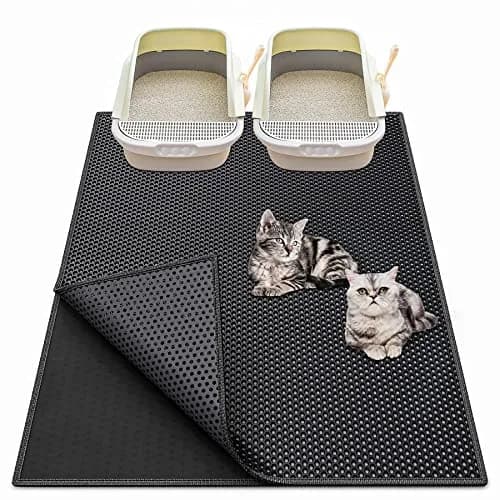 Waretary Cat Litter Mat, 36"x30" Waterproof, Scatter Control, Black thumbnail 1