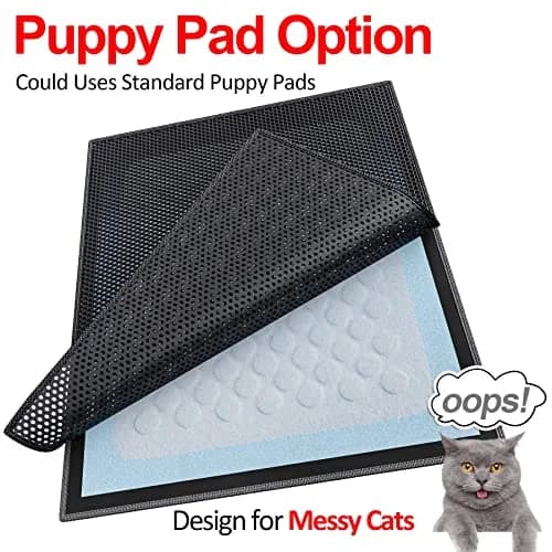 Waretary Cat Litter Mat, 36"x30" Waterproof, Scatter Control, Black thumbnail 3