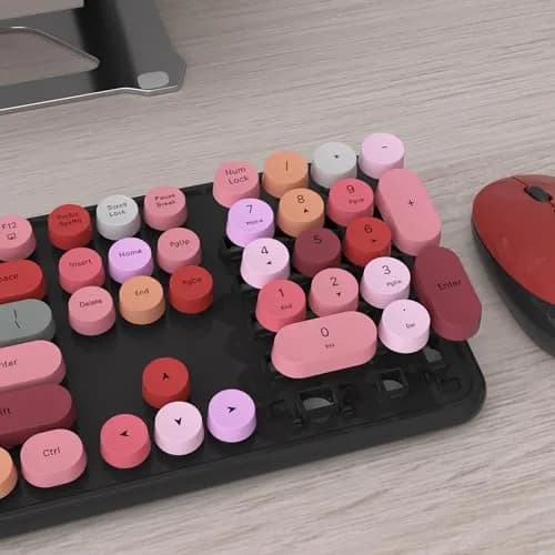 UBOTIE Colorful Wireless Keyboard and Mouse Combo, Full-Size 104-Key with Round Keycaps | Plug-and-Play 2.4GHz USB Connection thumbnail 4