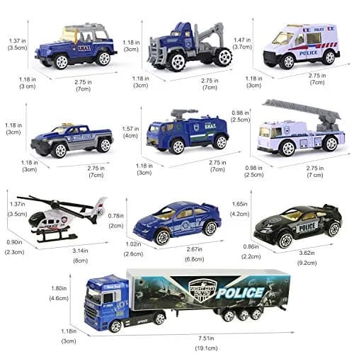 Joyfia 10 in 1 Police Toys, Die-cast Police Rescue Truck, Mini Vehicles for Kids 3+ | Educational & Safe thumbnail 6
