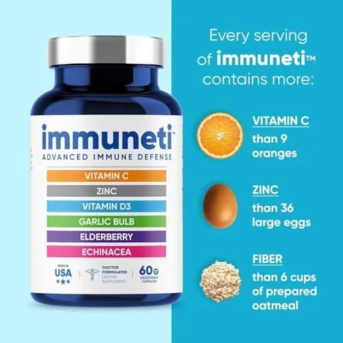 IMMUNETI Immuneti Advanced Immune Support – Doctor Formulated 6-in-1 Daily Supplement – Made in USA (60 Count, Capsules) | Vital Nutrients & Antioxidants thumbnail 4