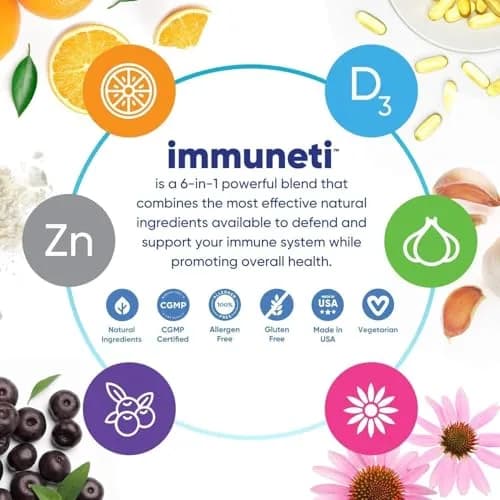 IMMUNETI Immuneti Advanced Immune Support – Doctor Formulated 6-in-1 Daily Supplement – Made in USA (60 Count, Capsules) | Vital Nutrients & Antioxidants thumbnail 5