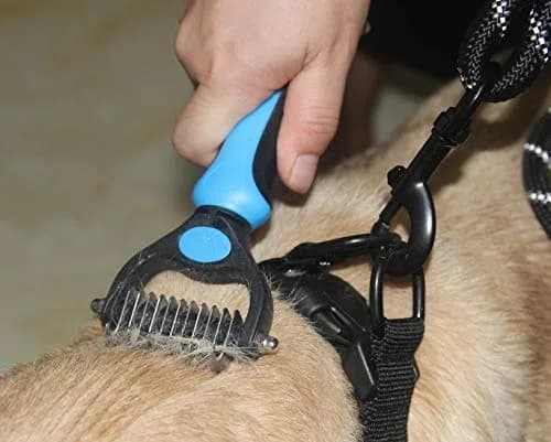 Maxpower Planet Pet Grooming Brush - Double Sided Dematting Undercoat Rake for Dogs and Cats, Small Blue | 118g (0.26 lb) thumbnail 5