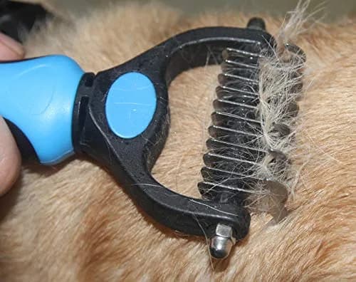 Maxpower Planet Pet Grooming Brush - Double Sided Dematting Undercoat Rake for Dogs and Cats, Small Blue | 118g (0.26 lb) thumbnail 6