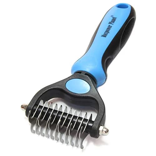 Maxpower Planet Pet Grooming Brush - Double Sided Dematting Undercoat Rake for Dogs and Cats, Small Blue | 118g (0.26 lb) thumbnail 1