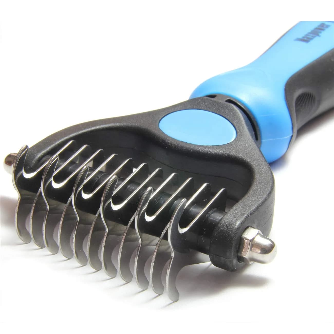 Maxpower Planet Pet Grooming Brush - Double Sided Dematting Undercoat Rake for Dogs and Cats, Small Blue | 118g (0.26 lb) - view 2
