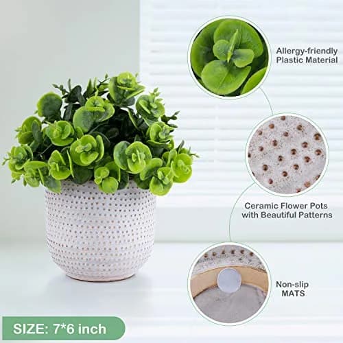 Karlliu Artificial Plants in Ceramic Planter 5" x 6" | Lifelike Succulent Decor for Home & Office thumbnail 2