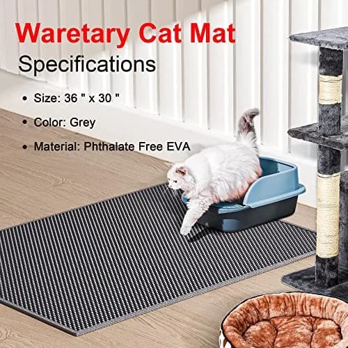 Waretary XL Cat Litter Mat 90cm x 76cm (36"x30") | Waterproof Scatter Control Grey thumbnail 2