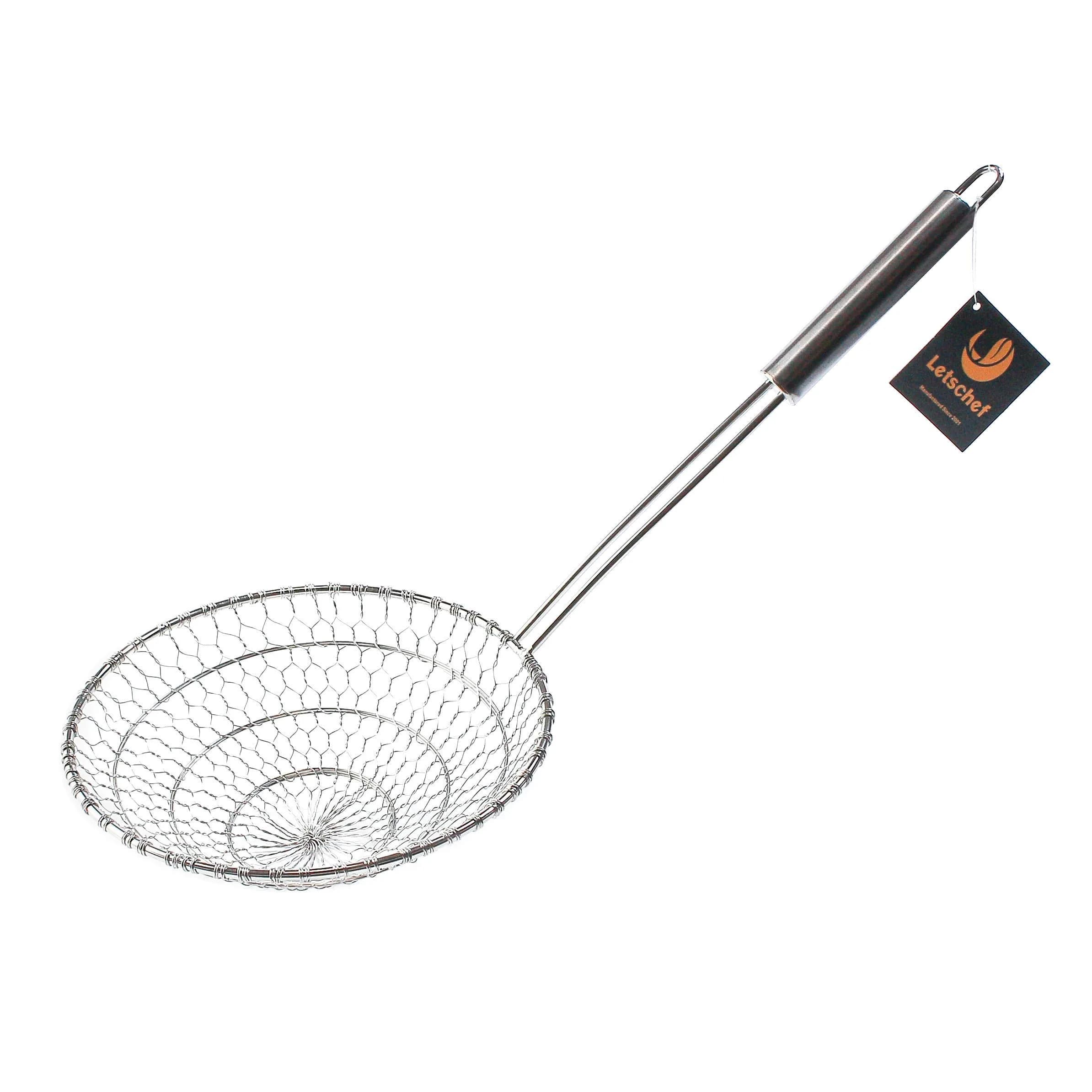 Letschef Stainless Steel Spider Strainer 15cm (6-Inch) | Handmade Asian Kitchen Skimmer Basket — Stainless Steel Food Strainer 6-inch