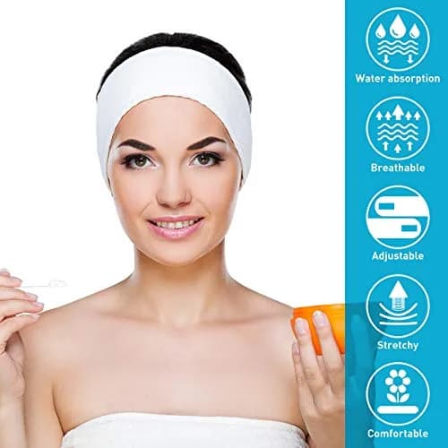 Denfany Soft Terry Cloth Spa Headband 25cm (8.5cm Wide) | Adjustable & Absorbent for Face Washing & Yoga thumbnail 5