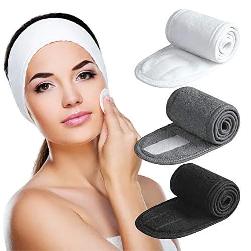 Denfany Soft Terry Cloth Spa Headband 25cm (8.5cm Wide) | Adjustable & Absorbent for Face Washing & Yoga thumbnail 1