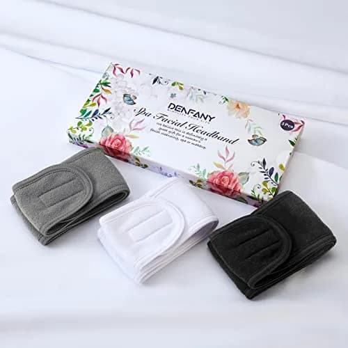 Denfany Soft Terry Cloth Spa Headband 25cm (8.5cm Wide) | Adjustable & Absorbent for Face Washing & Yoga thumbnail 2