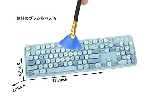 UBOTIE Colorful Wireless Keyboard and Mouse Combo with Round Keycaps & Mirror Surface, 2.4GHz USB Plug-and-Play, Full-Size 104-Key Layout (Blue-Colorful) thumbnail 3