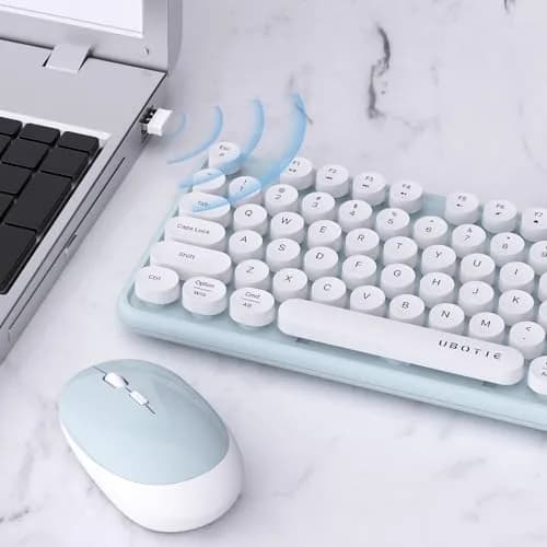 UBOTIE Colorful Wireless Keyboard and Mouse Combo (Green-White) 43.5cm x 13cm x 2.3cm | Plug-and-Play 2.4GHz Wireless for PC & Mac thumbnail 4