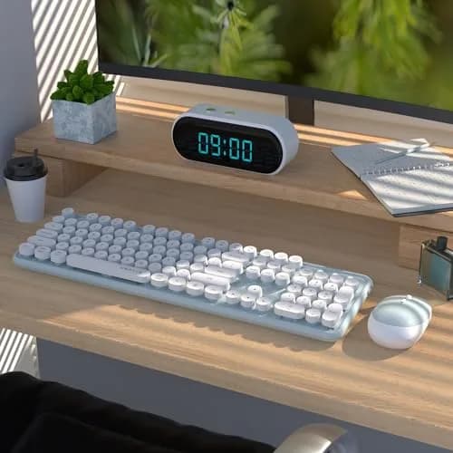 UBOTIE Colorful Wireless Keyboard and Mouse Combo (Green-White) 43.5cm x 13cm x 2.3cm | Plug-and-Play 2.4GHz Wireless for PC & Mac thumbnail 2