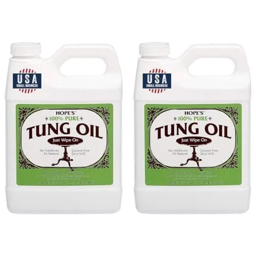 HOPE'S 100% Pure Tung Oil Wood Finish 1.89 L (64 Fl Oz) | Food Safe Natural Wood Sealer — Two, 32 Fl Oz