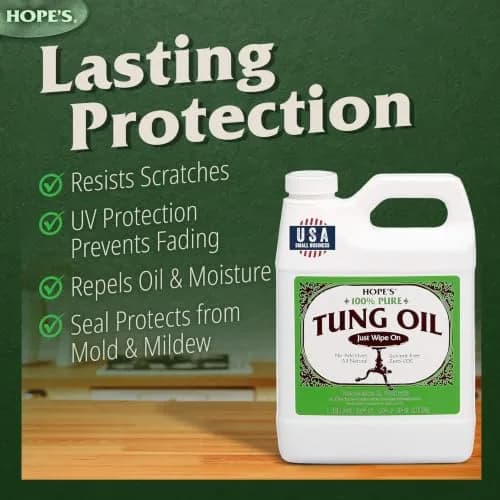 HOPE'S 100% Pure Tung Oil Wood Finish 1.89 L (64 Fl Oz) | Food Safe Natural Wood Sealer thumbnail 6