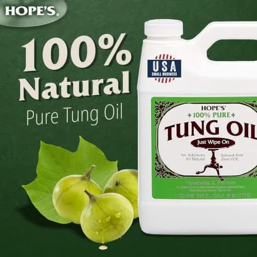 HOPE'S 100% Pure Tung Oil Wood Finish 1.89 L (64 Fl Oz) | Food Safe Natural Wood Sealer thumbnail 2