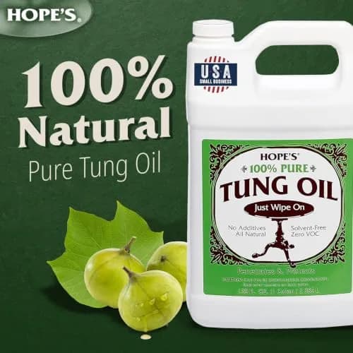 HOPE'S 100% Pure Tung Oil Wood Finish & Sealer 946ml (32 Fl Oz) | Food Safe Natural Wood Grain Enhancer thumbnail 2