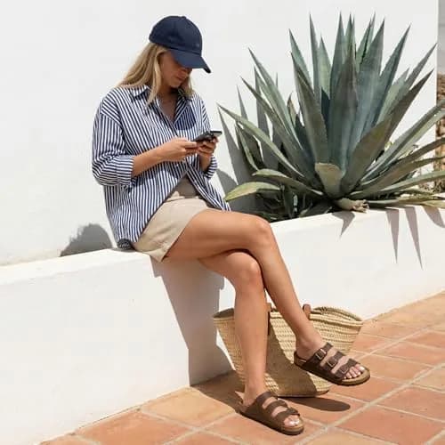 CUSHIONAIRE Lela Slip On Womens Sandals with Vegan Adjustable Straps & Genuine Suede Cork Footbed - Comfortable Memory Foam Sandals for Women 2025, BROWN 10 thumbnail 3