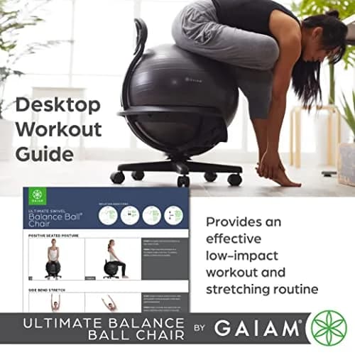Gaiam Balance Ball Chair 52cm | Ergonomic Swivel Base for Home & Office thumbnail 7