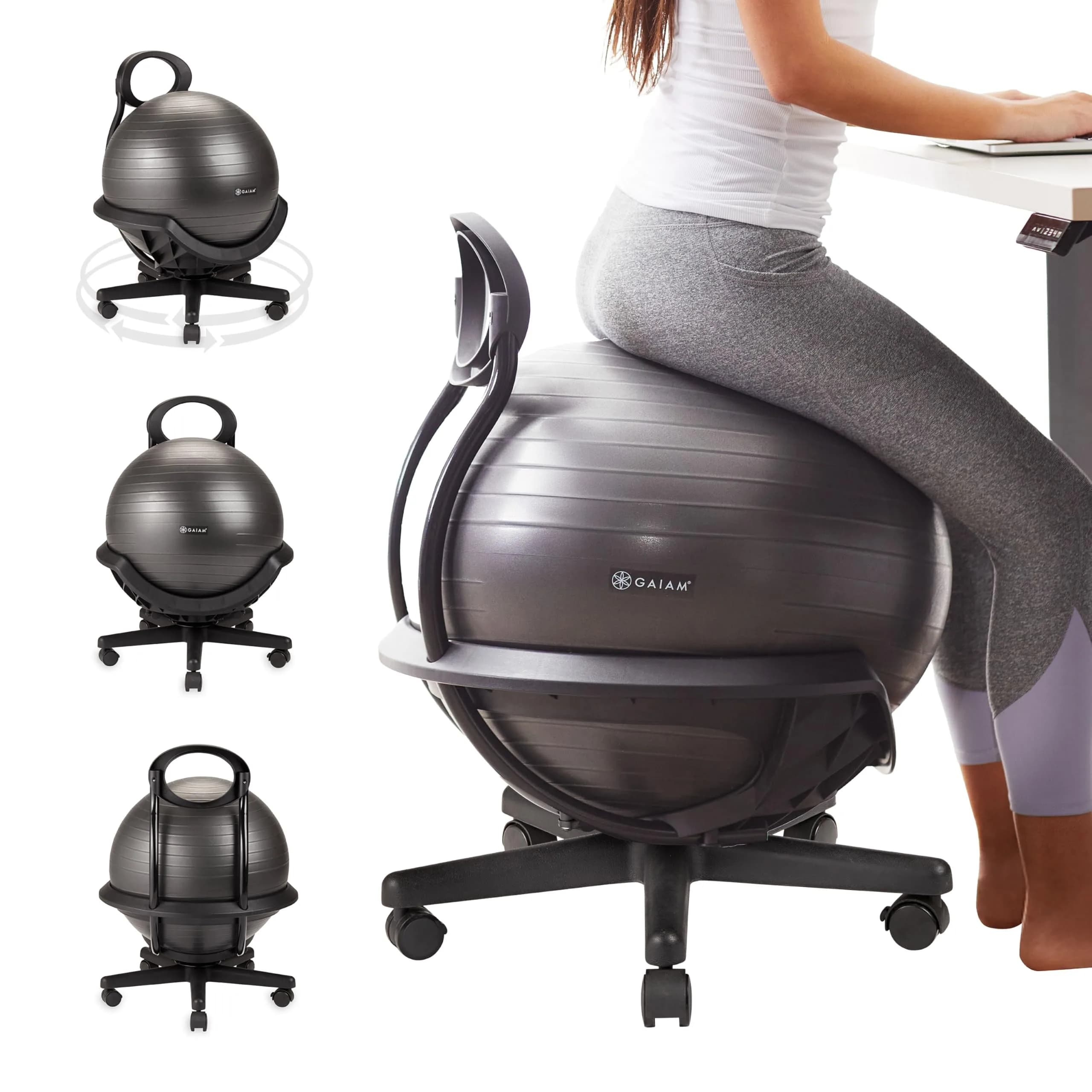 Gaiam Balance Ball Chair 52cm | Ergonomic Swivel Base for Home & Office