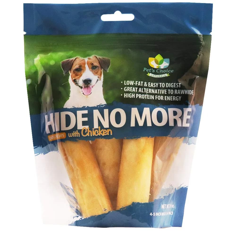 Pet’s Choice HideNoMore Chicken Chew Treats 4-5" | Rawhide-Free, High-Protein Dog Chew — 2.25 Ounce