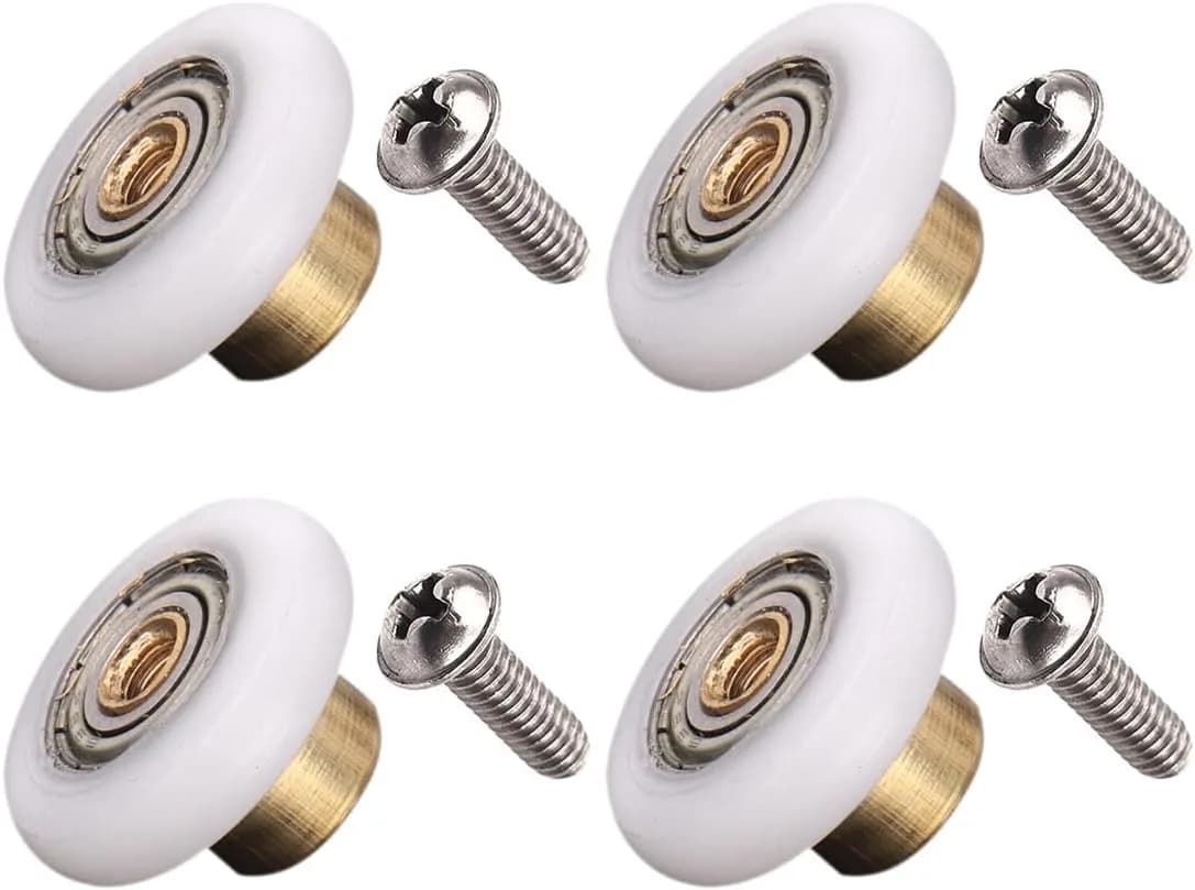 Linwnil Set of 4 Dia 19mm Stainless Steel Shower Door Wheels Rollers Runners, White, 19mm x 5mm | Suitable for Shower Enclosures & Steam Cabins - main product image