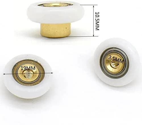 Linwnil Set of 4 Dia 19mm Stainless Steel Shower Door Wheels Rollers Runners, White, 19mm x 5mm | Suitable for Shower Enclosures & Steam Cabins thumbnail 5