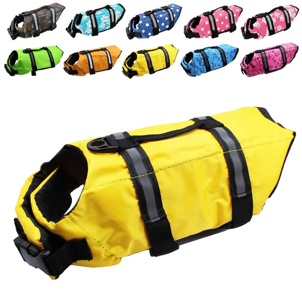 SNIK-S Dog Life Jacket with Reflective Stripes & Adjustable Belt for Short Nose Dogs (X-Small, Pink) — yellow / Large