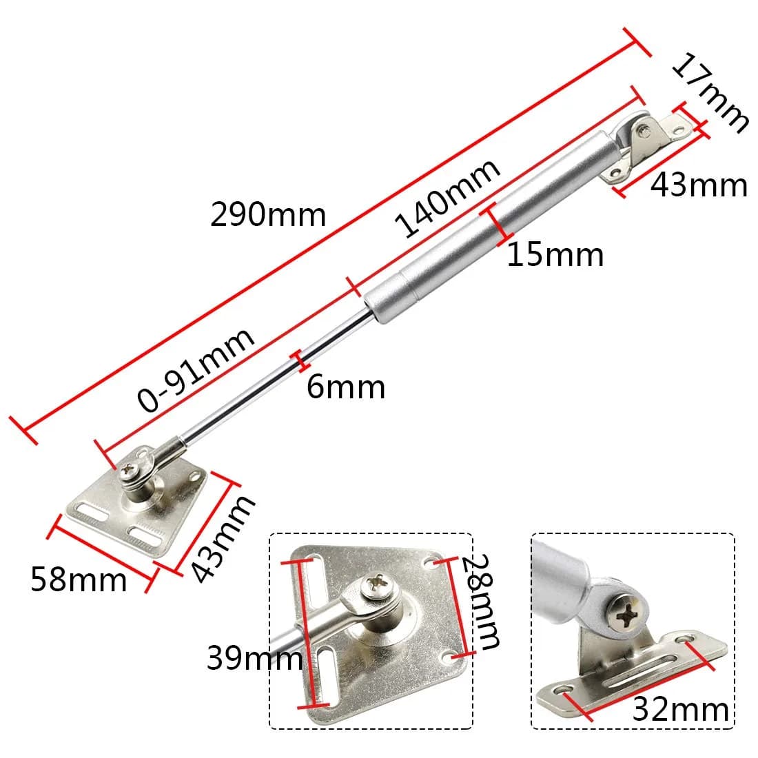Hxchen Hydraulic Cabinet Hinges 10 Inch (250mm) 100N Soft Close Lid Support Rods | Pack of 4 - view 2